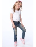 Denim pants with holes / beige NDZ516 - Online store - Boutique